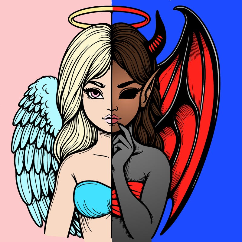 realistic angel half demon