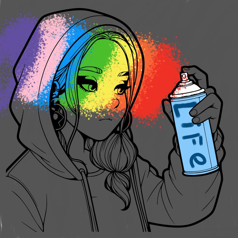 a realistic girl, spray painting