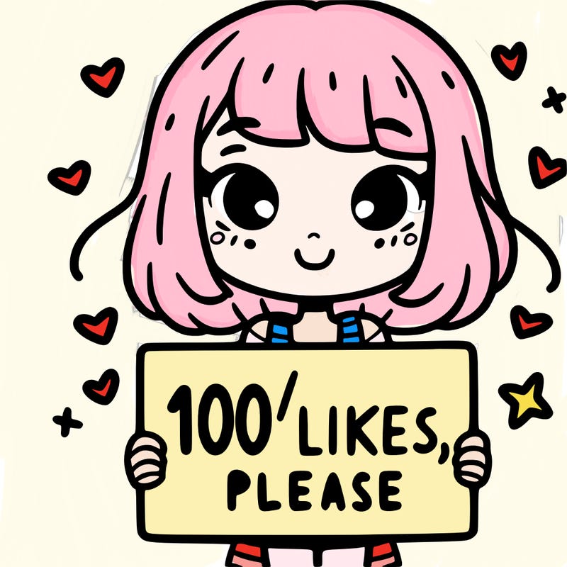a girl with a sign saying 100 likes, please