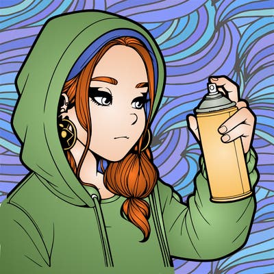 a realistic girl, spray painting