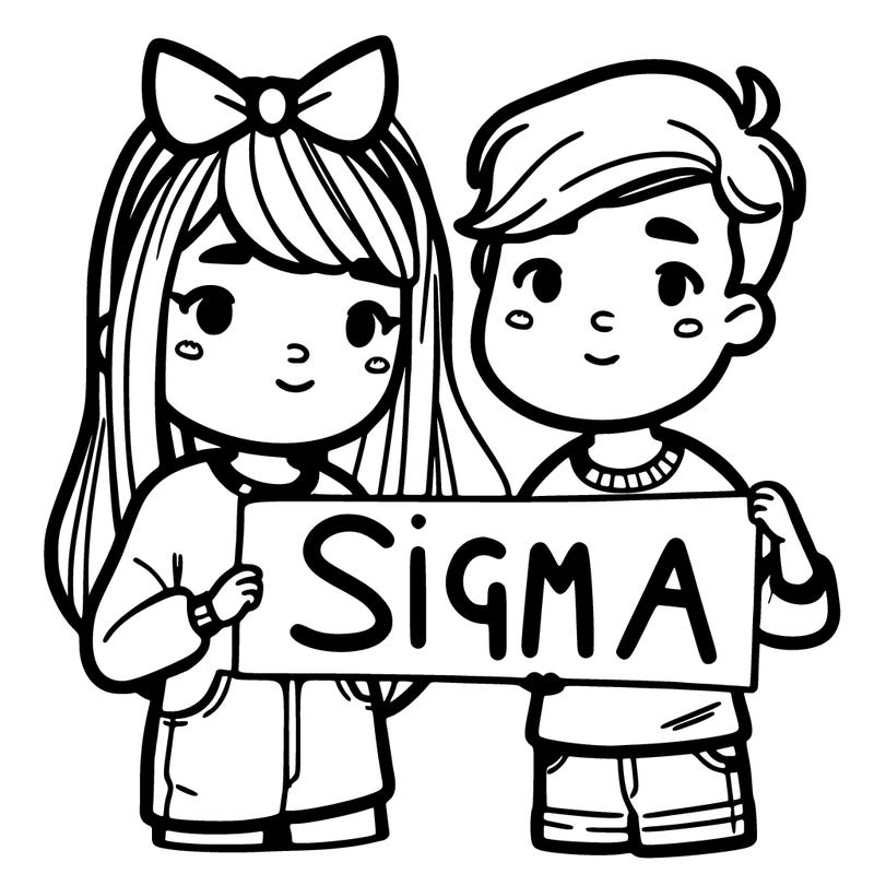 girl holding the word sigma with boy holding the word ligma