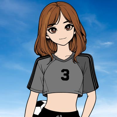 realistic girl wearing soccer jersey