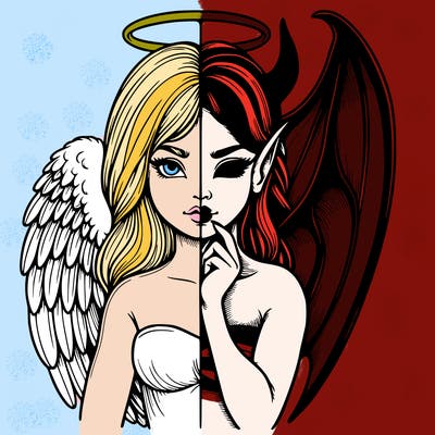 realistic angel half demon