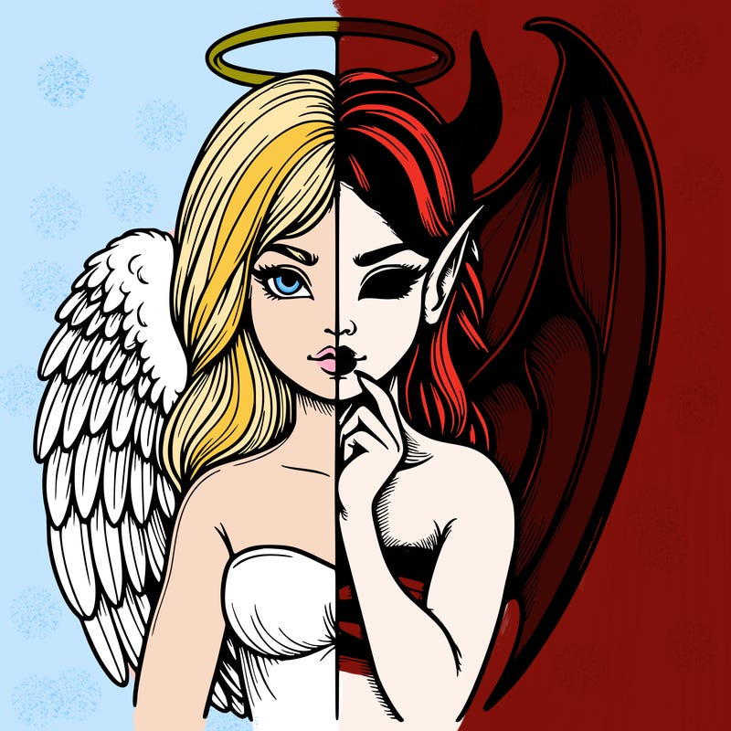 realistic angel half demon