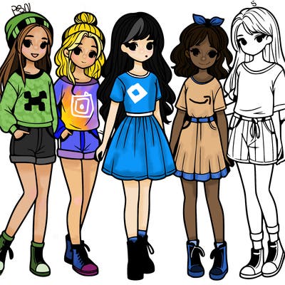 a group of five girls