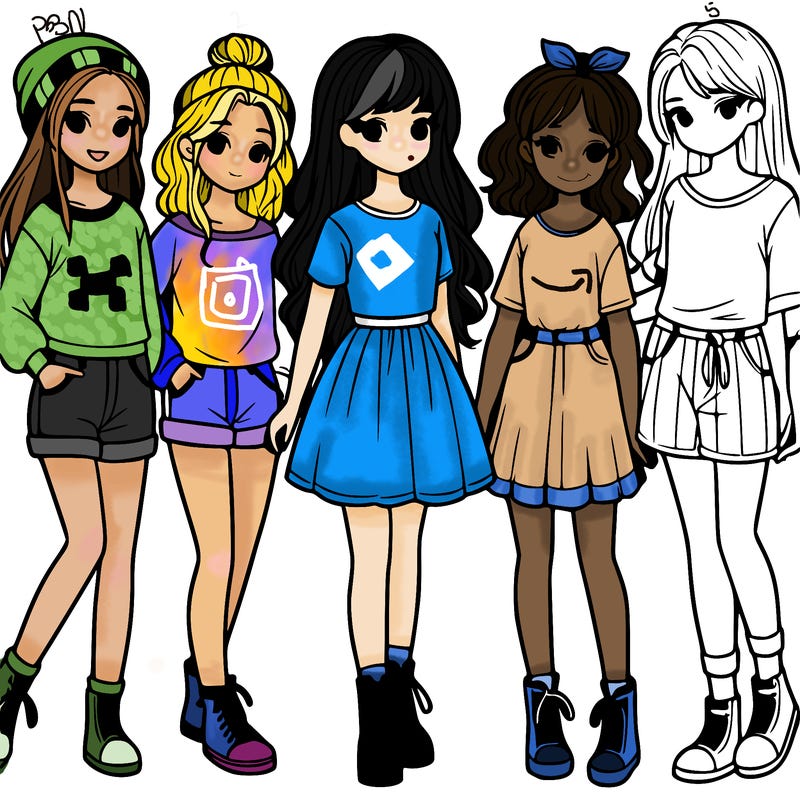 a group of five girls