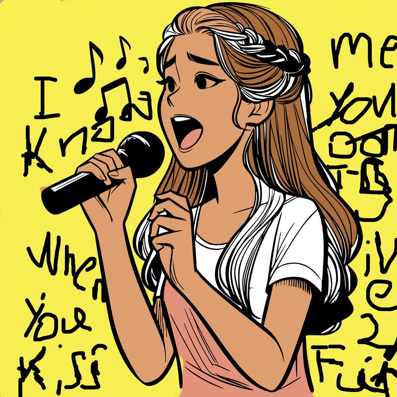 a teenage girl singing realistic