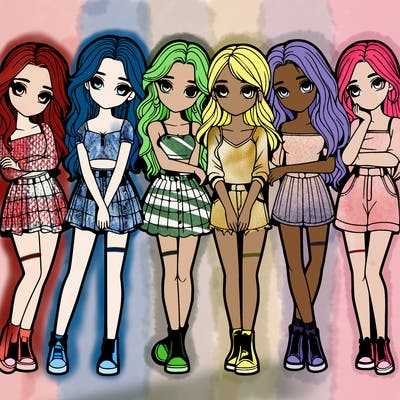 a group of girls realistic