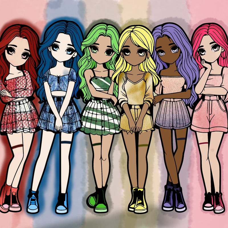 a group of girls realistic