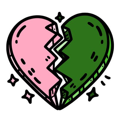 split in half heart