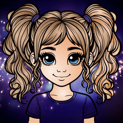 realistic girl with pigtails