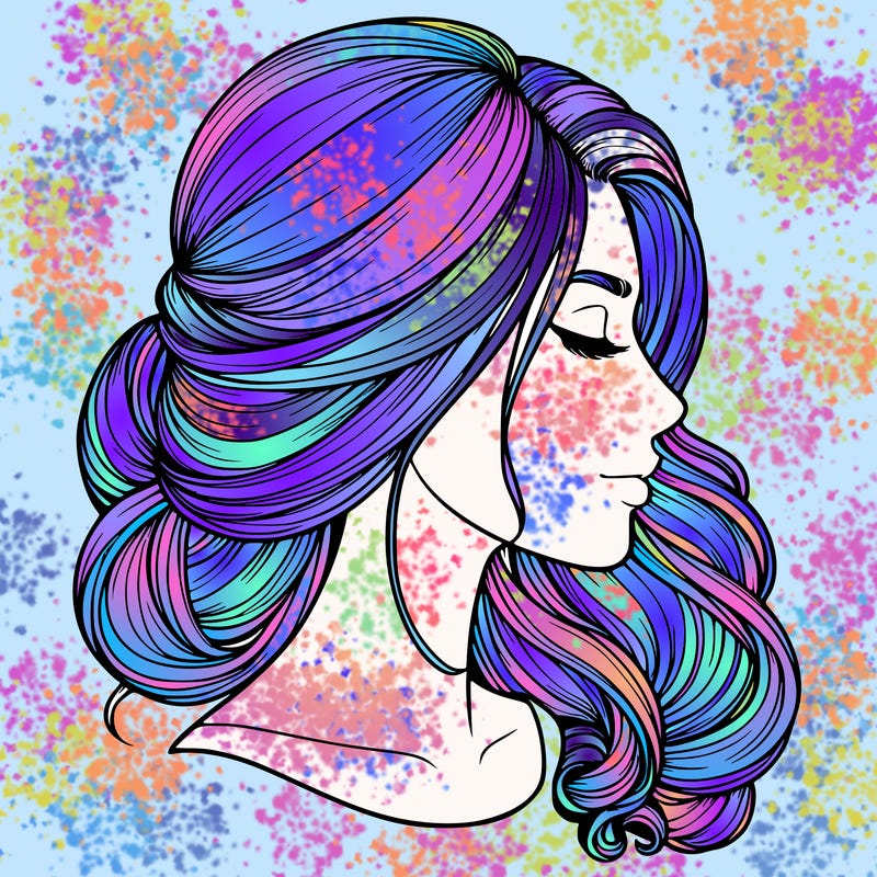 realistic woman's head & hair