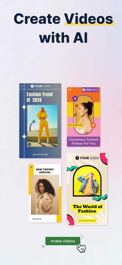 AI-generated fashion video templates and social media post examples for creators
