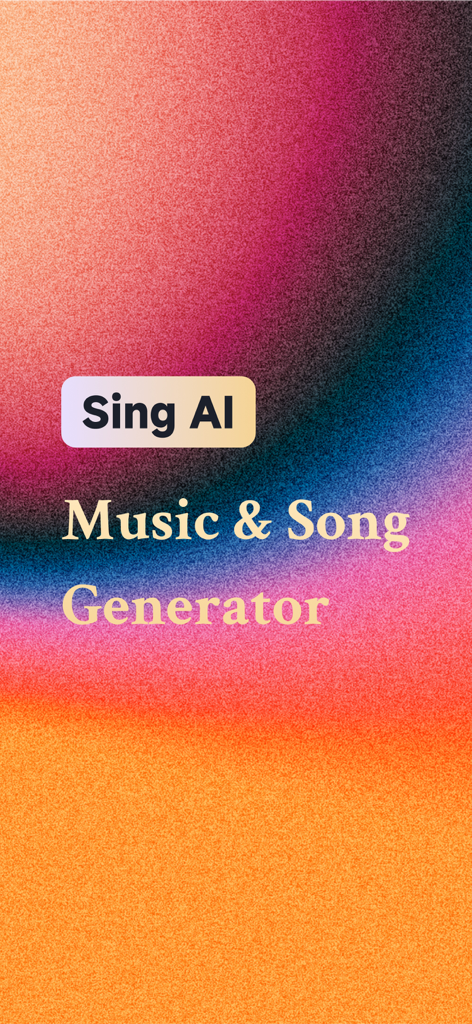 MusicLab: AI Song &Cover Maker - MusicLab app splash screen featuring the text Sing AI Music and Song Generator on a vibrant colorful gradient background