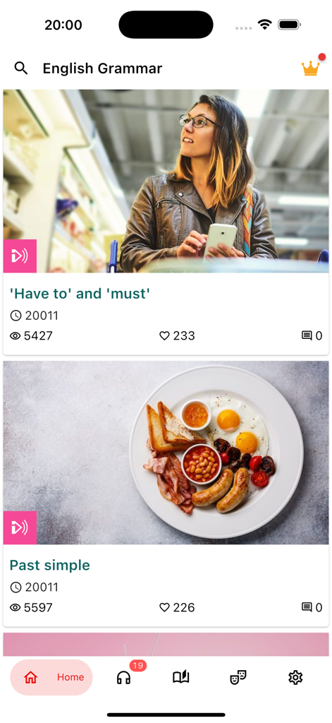English Grammar - 6mins - 助動詞と過去形に関するレッスンを特集した英語文法アプリのホームページ。