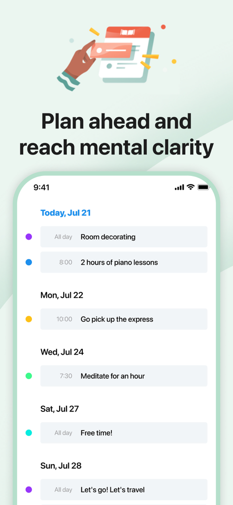 Calendar,Schedule & to do list - Horario semanal y lista de tareas con tareas codificadas por colores