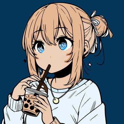 manga character drinking boba