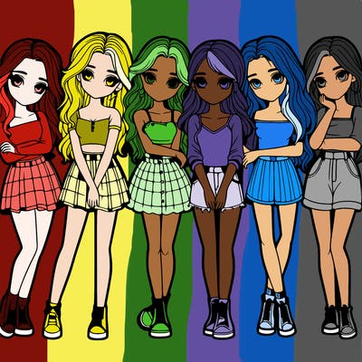 a group of girls realistic