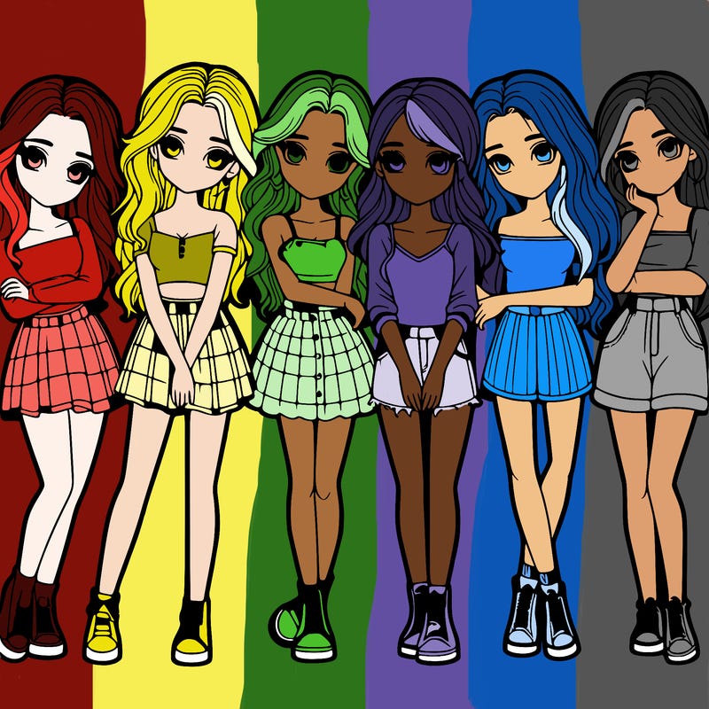 a group of girls realistic