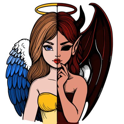 realistic angel half demon