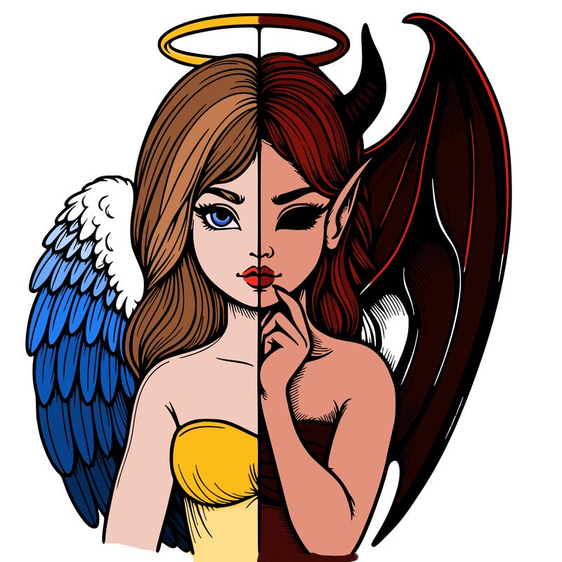 realistic angel half demon