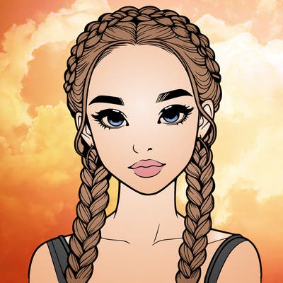 realistic girl with braids