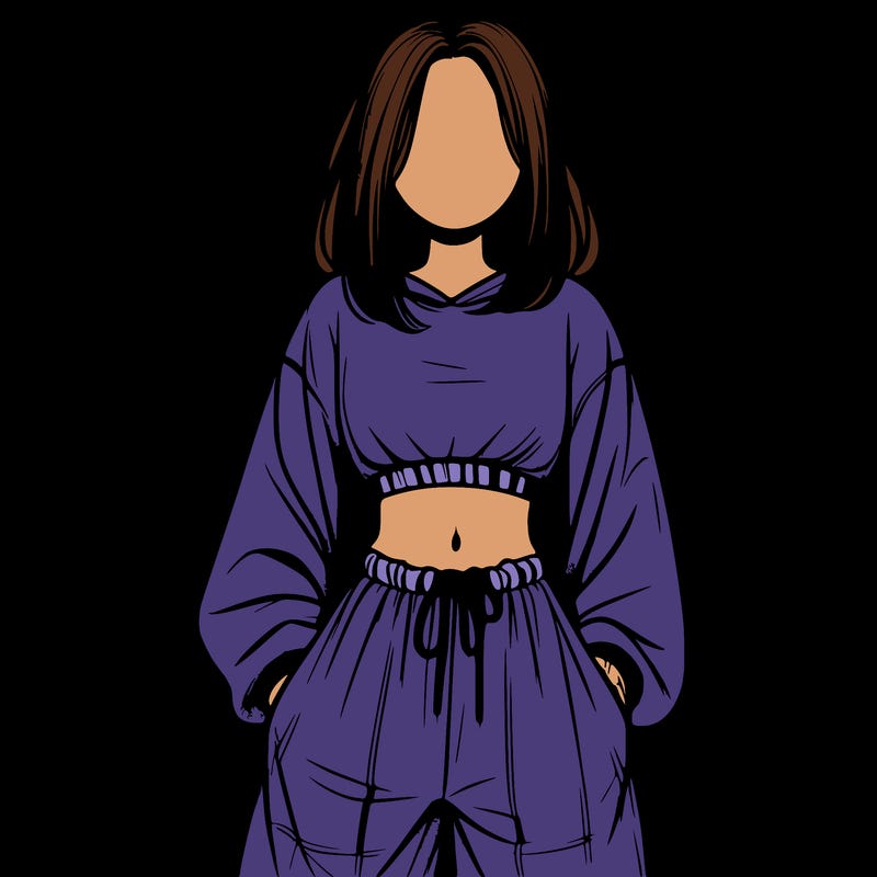 realistic girl faceless with baggy pants and a crop top