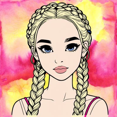 realistic girl with braids