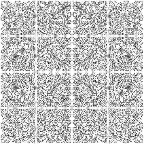Floral Element Grid Patterns