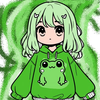 girl wearing frogging sweatshirt