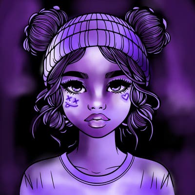 realistic girl with buns in her hair with a beanie on