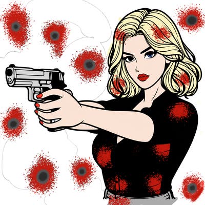 realistic women pointing a gun