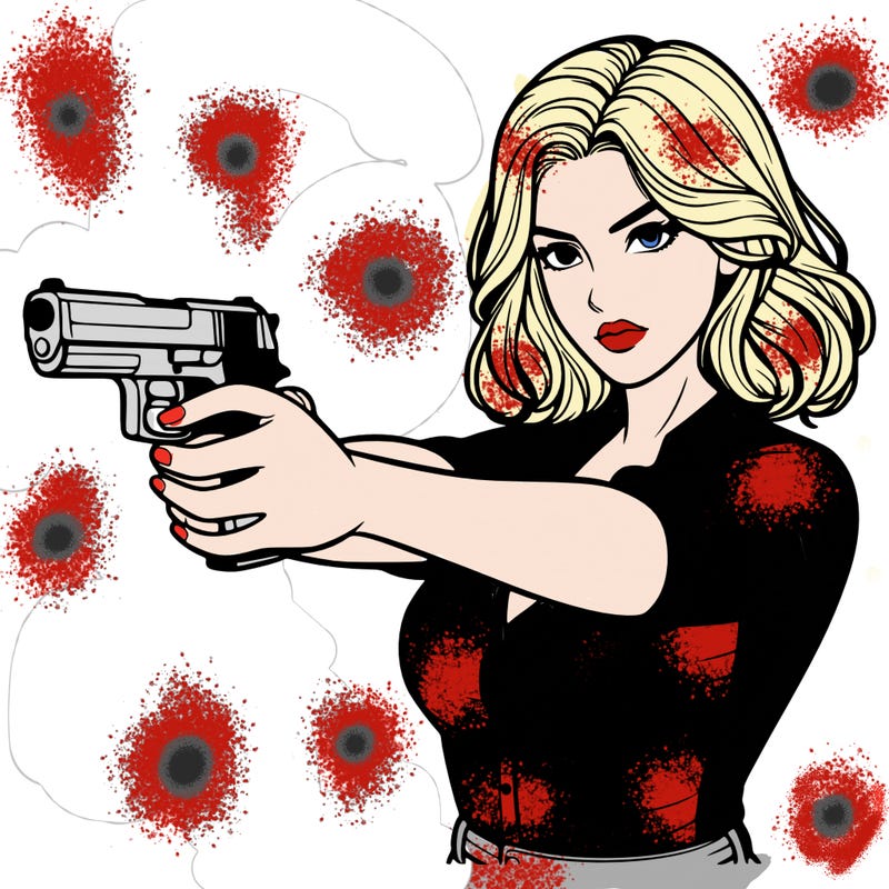 realistic women pointing a gun