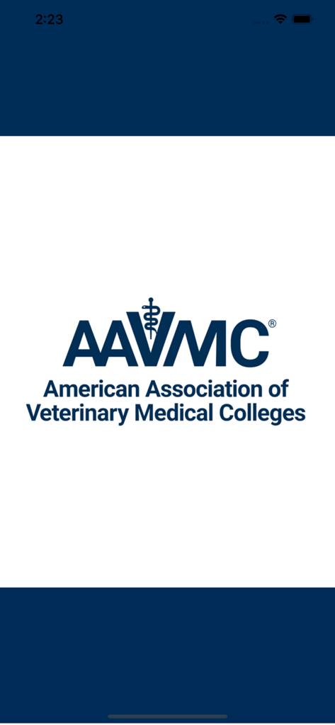 AAVMC - Splash screen of the AAVMC app featuring the American Association of Veterinary Medical Colleges logo