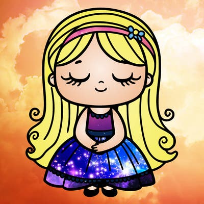 girl with eyes closed and a dress