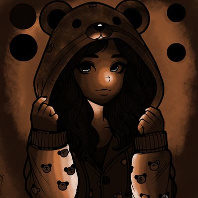 realistic girl in a animal pjs hoodie