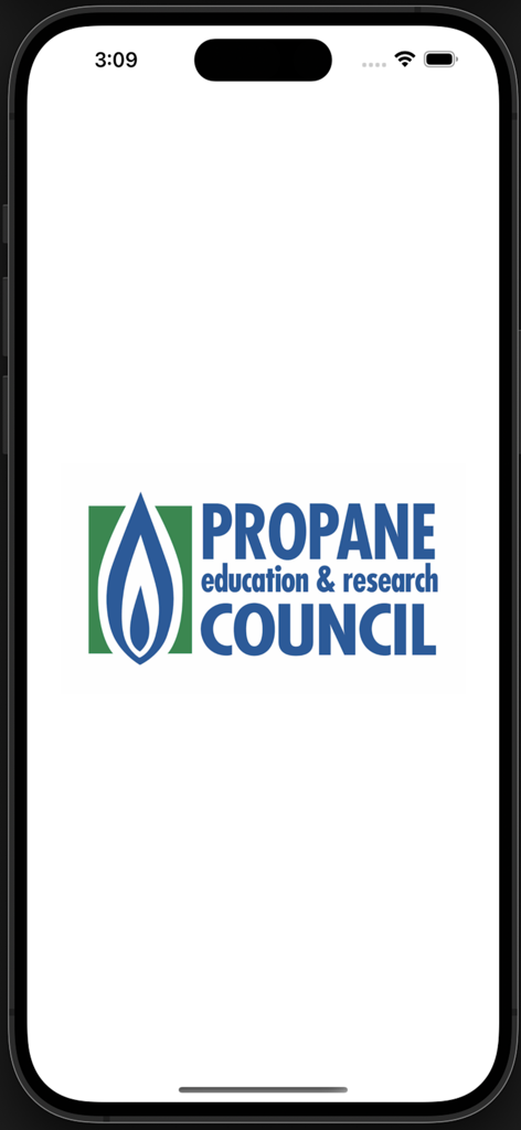 Propane Education and Research Council logo on a mobile app splash screen