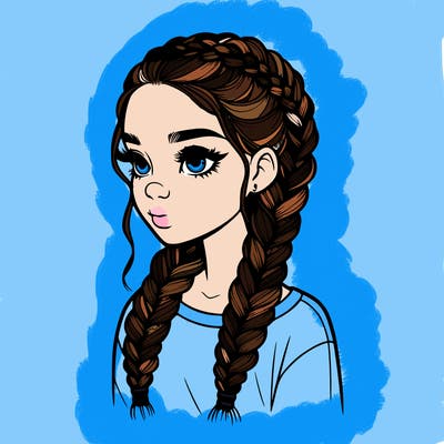 realistic girl with braids