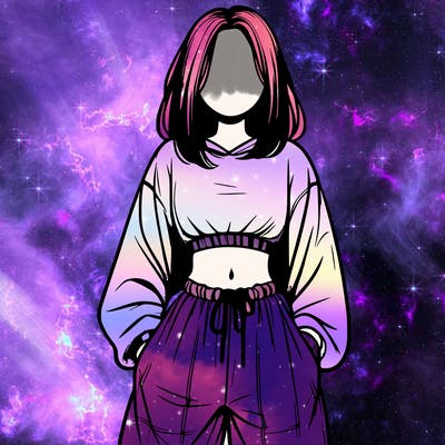 realistic girl faceless with baggy pants and a crop top