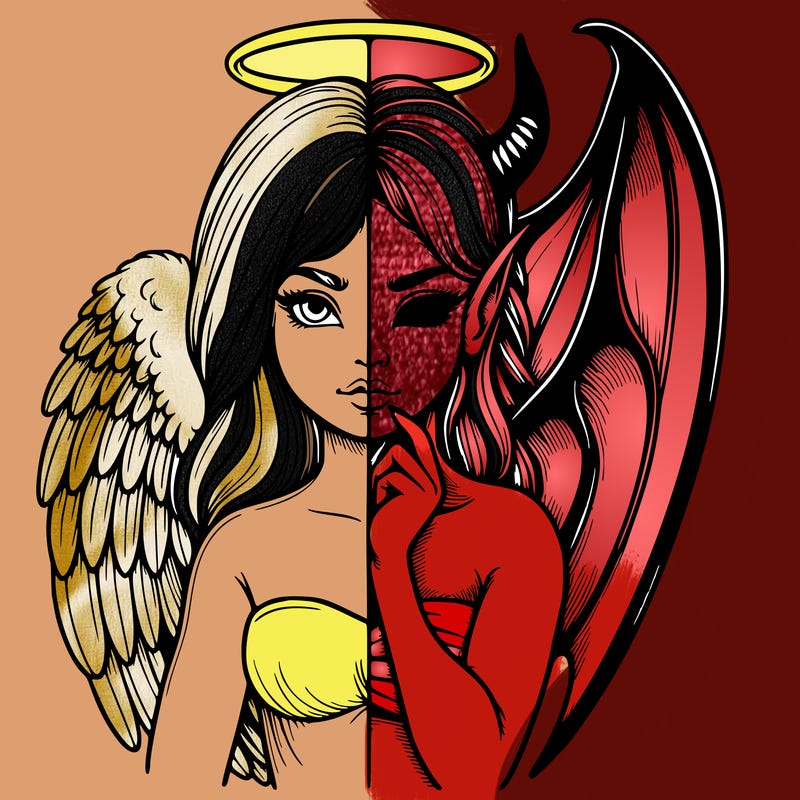 realistic angel half demon