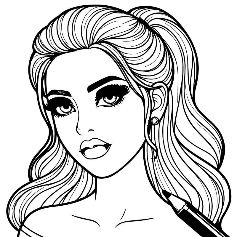 realistic girl with makeup and hair done