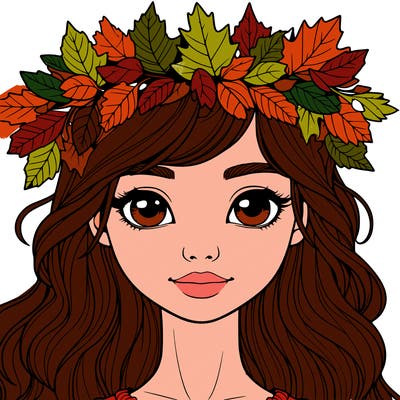 realistic girl with fall leaf crown