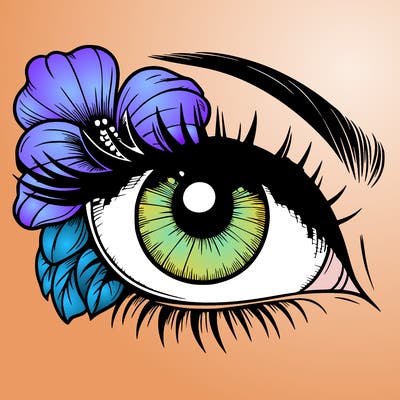 realistic eye with flower