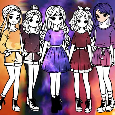 a group of five girls