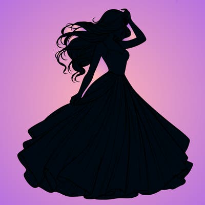 realistic woman with dress flowing in the wind