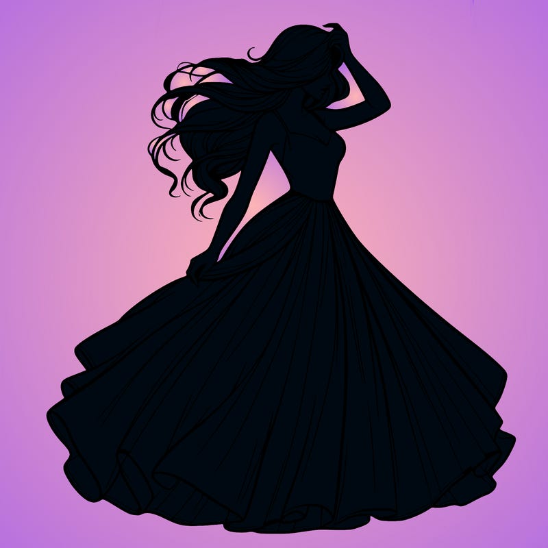 realistic woman with dress flowing in the wind