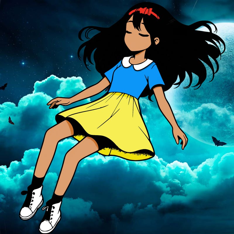 realistic girl floating