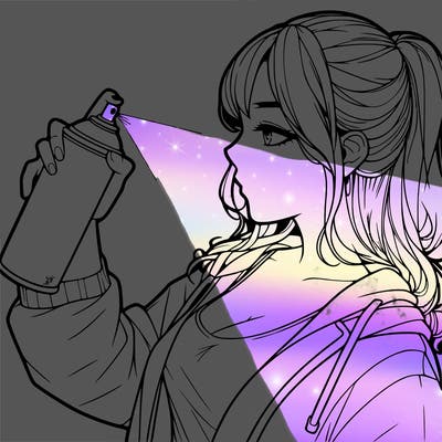 a realistic girl spray, painting