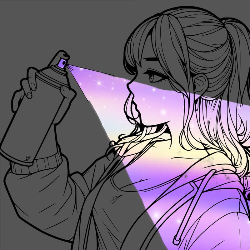 a realistic girl spray, painting