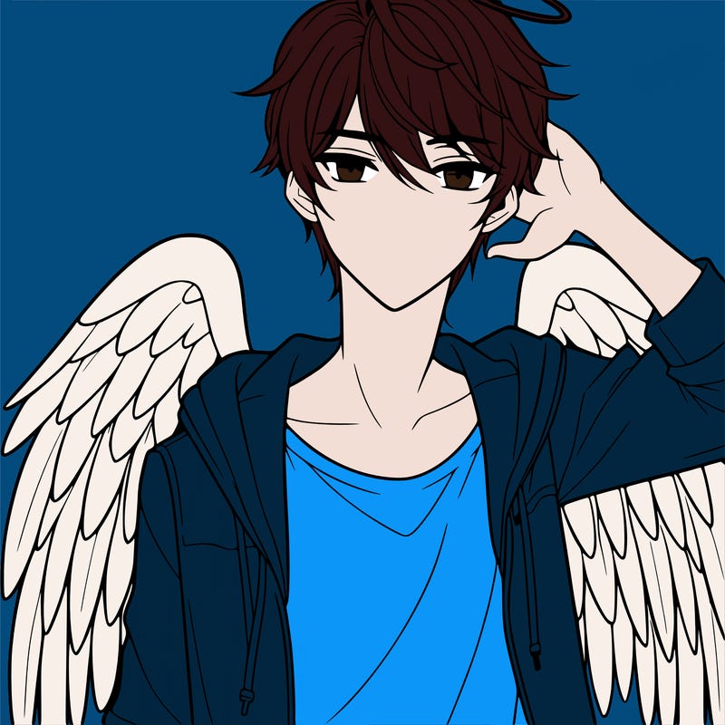 a handsome anime angel boy